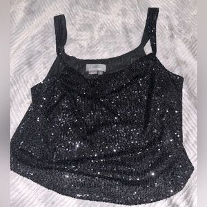 Anthropology black sequined top